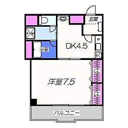 燦コーポ　C 4階1DKの間取り