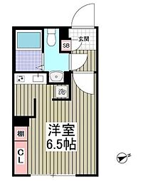 ER松戸 4階ワンルームの間取り