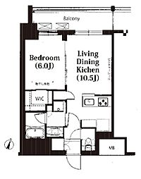 フレンシア高円寺北 2階1LDKの間取り