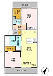 ラ・グラシューズB 2LDKの間取図画像