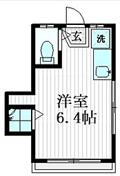 サニーコート駒場 2階ワンルームの間取り
