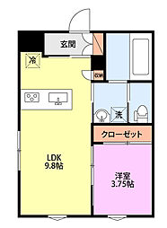 アーバンブランチ鳥屋野南 1階1LDKの間取り