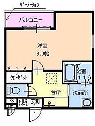 フジパレス堺ノース 1Kの間取図画像