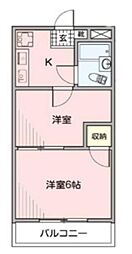 アズ川口レジデンス 2Kの間取図画像