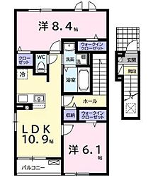ロン ボヌール 2階2LDKの間取り