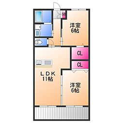 ノアージュ1 2LDKの間取図画像