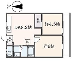 エトワール 2階2DKの間取り
