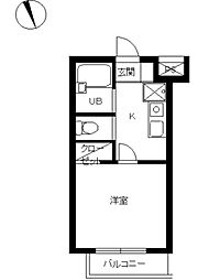 スカイコート麻布 1Kの間取図画像