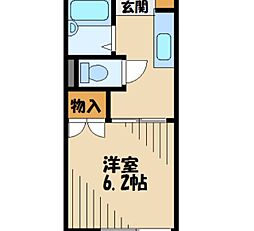 ヴェルボナール 1Kの間取図画像