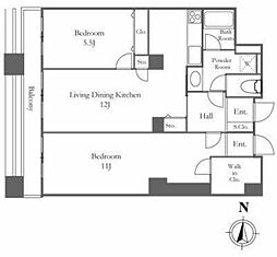 リバーシティ21イーストタワーズ10棟 19階2LDKの間取り