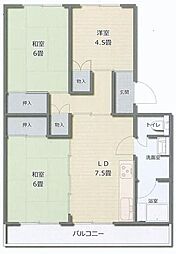 西武百草園団地2号棟 5階3DKの間取り