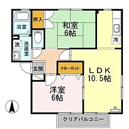 ハイツセリュー1 2LDKの間取図画像