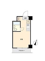 東急目黒線 西小山駅 徒歩3分の賃貸マンション 3階ワンルームの間取り
