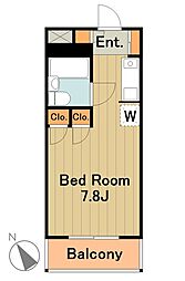 リュミエ堀之内 1Kの間取図画像