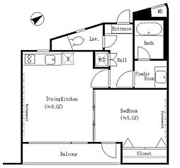 レジディア笹塚 1階1DKの間取り