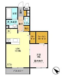 イルソーレ吉川美南ブル 1LDKの間取図画像