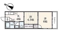 タウンズフェルト 2Kの間取図画像