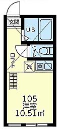ユナイト日の出ゴルゴンゾーラ ワンルームの間取図画像