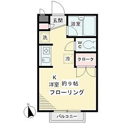 JR横浜線 成瀬駅 徒歩2分の賃貸アパート 2階1Kの間取り