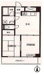 多摩リバビューマンション 2DKの間取図画像