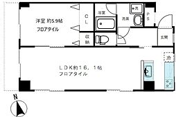 湯島台レジデンス 1LDKの間取図画像