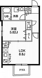 パセオ文京茗荷谷 2階1LDKの間取り