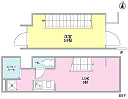 小田急小田原線 代々木八幡駅 徒歩5分の賃貸マンション 1階1LDKの間取り