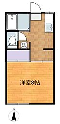 第2稲荷山ハイツB 1Kの間取図画像