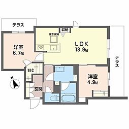 南海線 諏訪ノ森駅 徒歩2分の賃貸マンション 1階2LDKの間取り