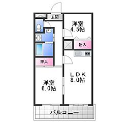 メゾンespoir 2LDKの間取図画像