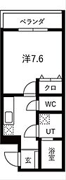 ヴィガラス大手町 1Kの間取図画像