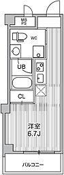 コスモリード四谷三丁目 ワンルームの間取図画像