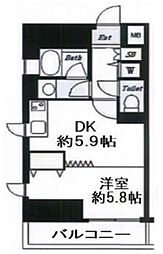 デュオ・スカーラ西新宿2 1DKの間取図画像
