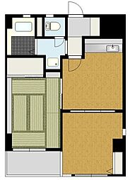 グリーンサイド 4階2DKの間取り