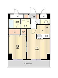 札幌市営東西線 菊水駅 徒歩8分の賃貸マンション 6階1LDKの間取り