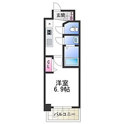 プレサンス天王寺ノースヴィアーレ 2階1Kの間取り