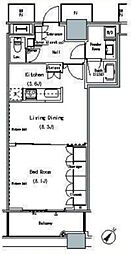 ザ・東京タワーズミッドタワー 13階1LDKの間取り