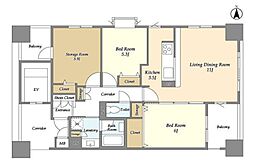 レクセルマンション上野松が谷 4階2SLDKの間取り