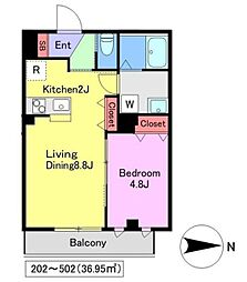 Charcoal錦糸町 2階1LDKの間取り