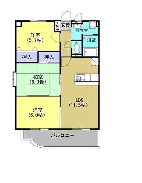 Ｃｉｒｕｅｌａ須屋 305｜熊本県合志市須屋(賃貸マンション3LDK・3階・62.79㎡)の写真 その3