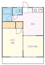 メゾン元八 2階2DKの間取り