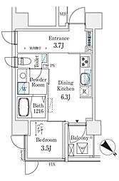 コスモグラシア大塚 1DKの間取図画像