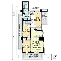 プレシス赤羽 8階3LDKの間取り