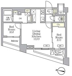NOGATA RESIDENCE 2LDKの間取図画像