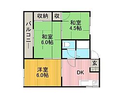 相模タウンハウスII 2階3DKの間取り
