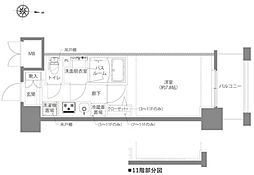 ＡＥＬＬ亀有 11階1Kの間取り