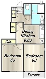 聚　-shu- 1階2DKの間取り