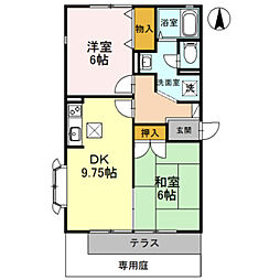 トゥインクル寛 2DKの間取図画像