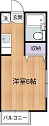 ライフステージI 2階1Kの間取り