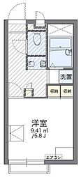 レオパレス若竹 2階1Kの間取り